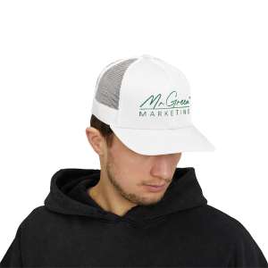Mr. Green Marketing Green Logo, White Baseball / Snapback Trucker Hat