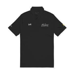 Mr. Green Marketing white Logo - Mascot Sleeve Under Armour® Men's Embroidered Polo Shirt - Stylish Activewear for Sports, Golf, Casual Outdoors, Gift for Him