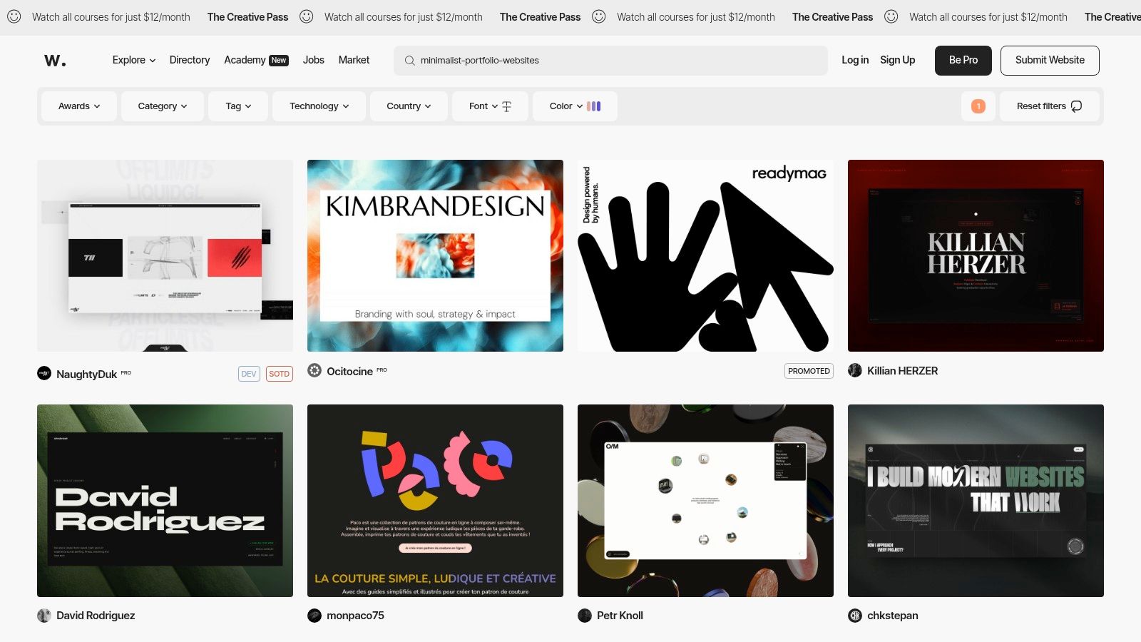 Awwwards – Minimalist websites