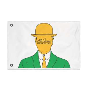 Double-Sided Outdoor Flag — 'Mr. Green Marketing' Logo Man Design