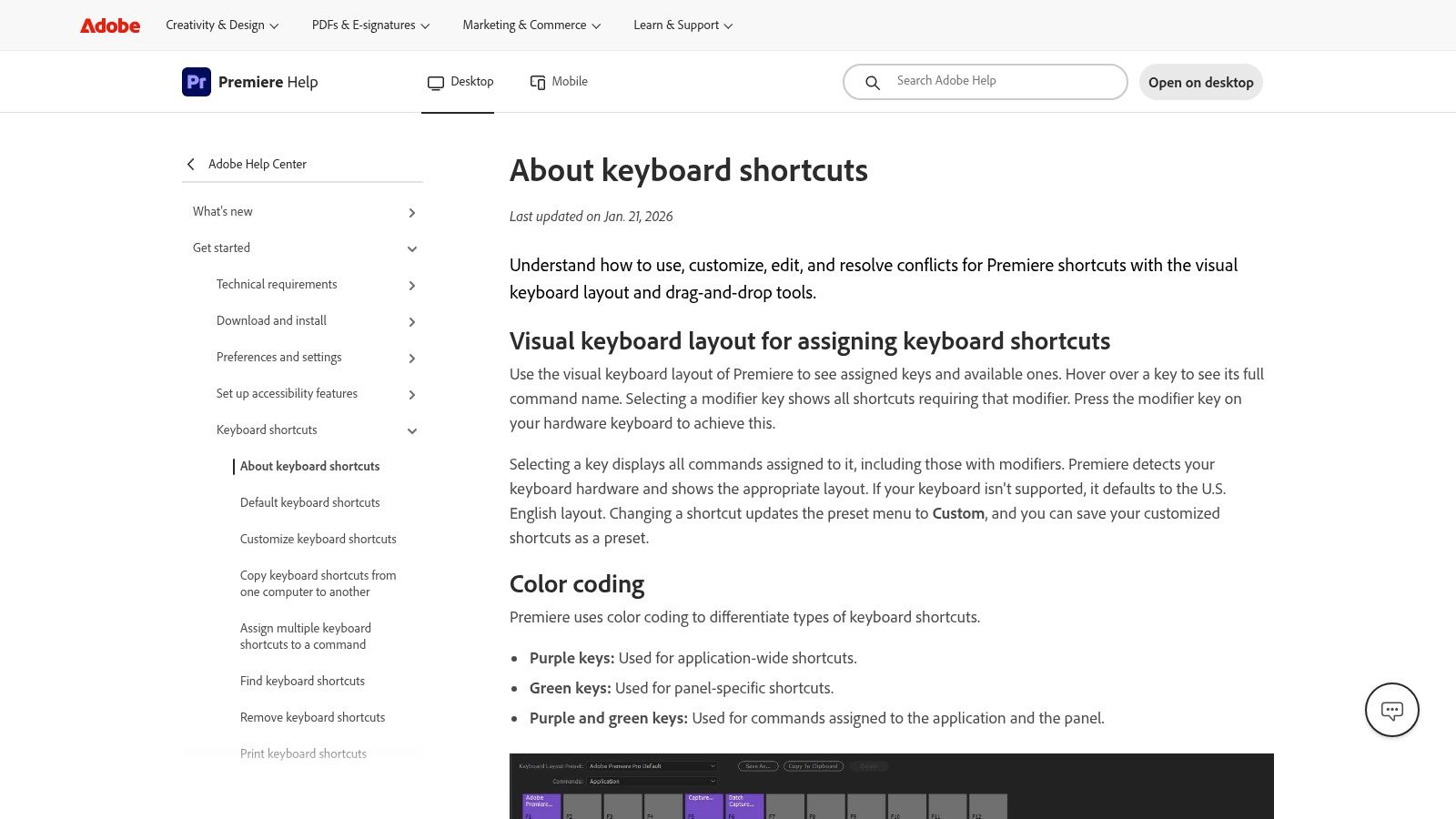 Adobe HelpX – Customize, View, and Manage Keyboard Shortcuts (official)